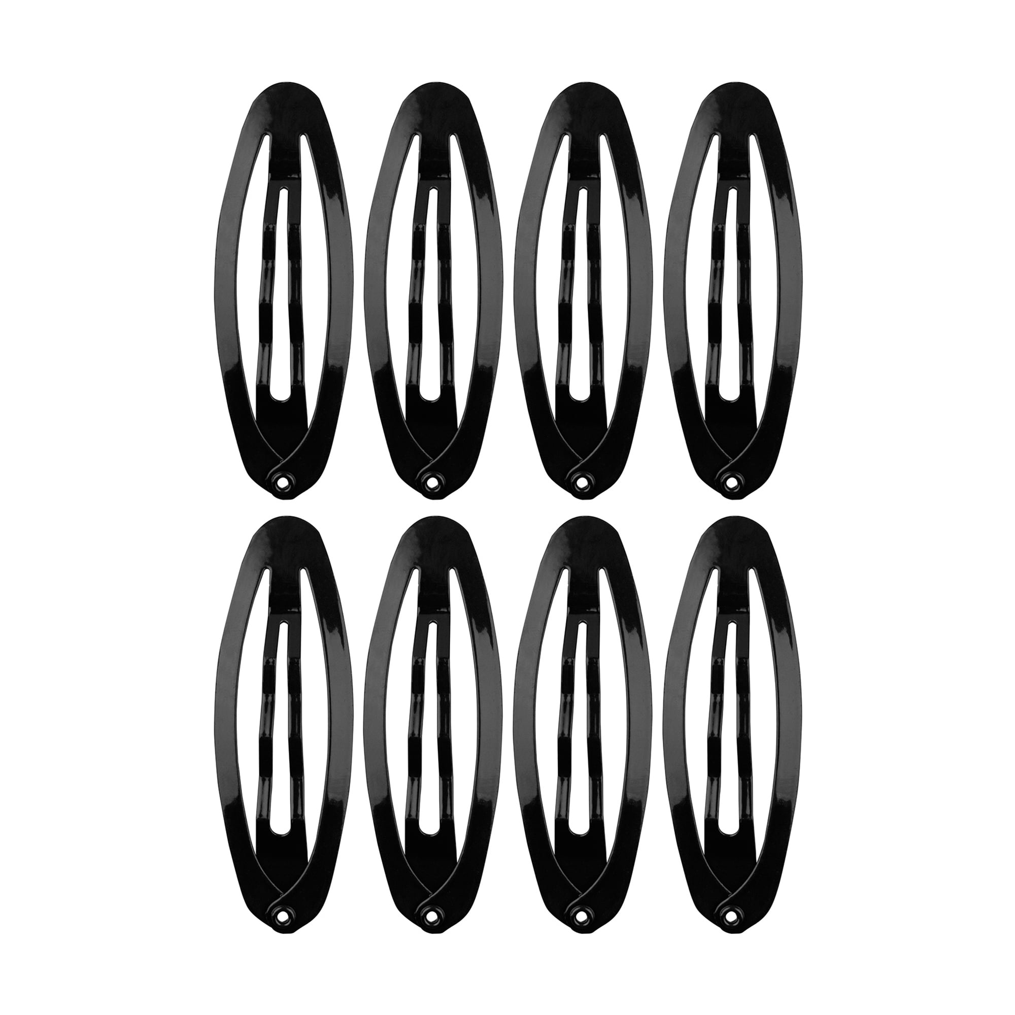 Набір зажимів для волосся Titania Oval Medium контурні, чорні, 8 шт (7888 B)